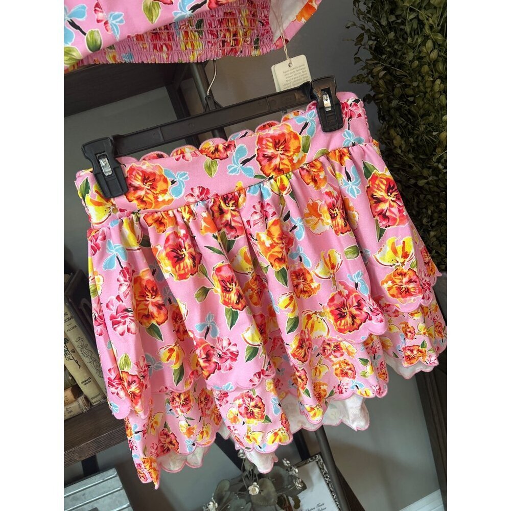 Agua Bendita Rhea Top and Skirt Pink Blossom Womens Size Large - Picture 8 of 12